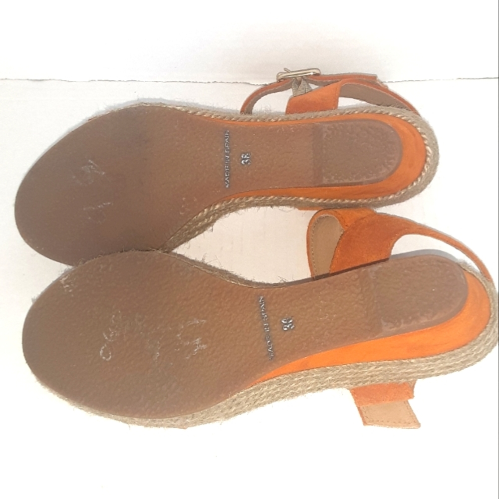 EUC KANNA Orange Suede Espadrille Wedge - Picture 8 of 9